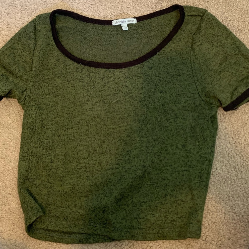 Army green crop top
